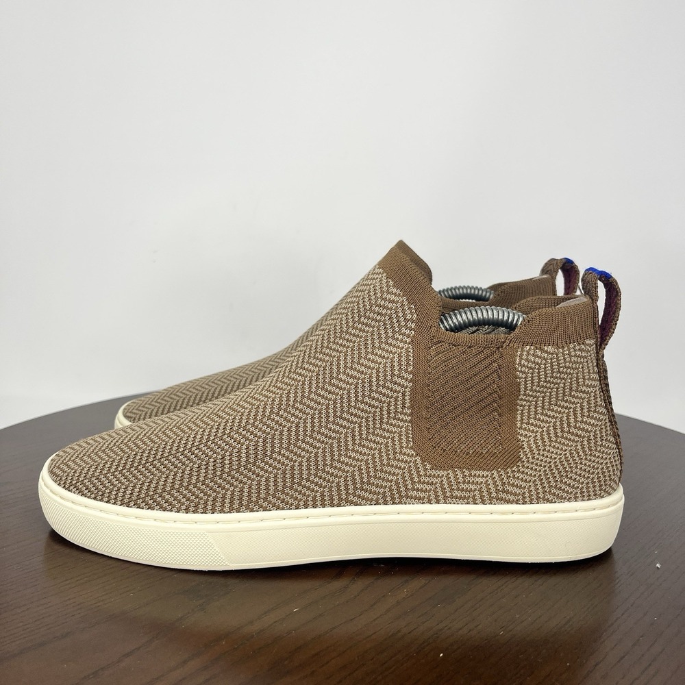 Rothy's Lattice Stitch Chelsea Boots Women 10.5 Tan Knit Comfort Bootie‎ Sneaker